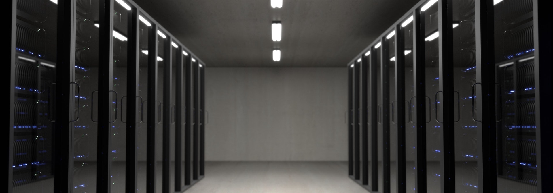 A view of a high tech data servers hallway